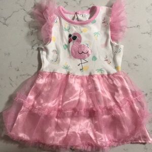 Pink flamingo dress with closure